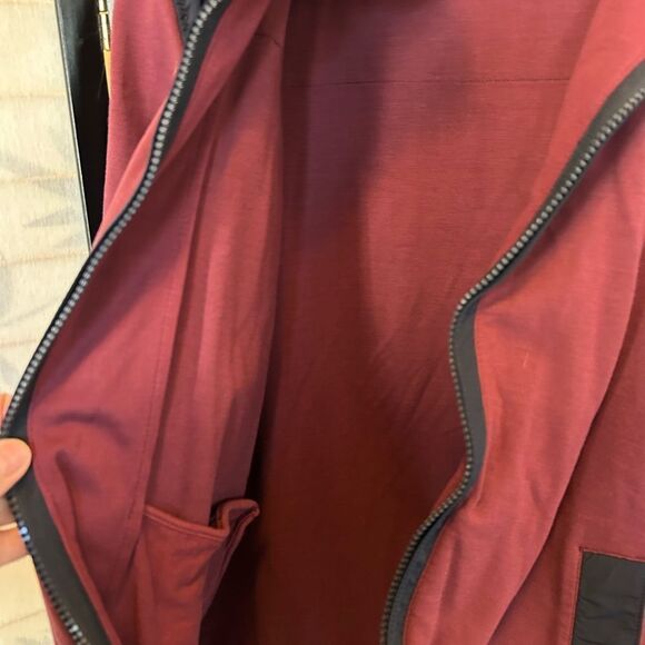 Tommy Hilfiger Burgundy Navy Colorblock Lightweight Varsity Bomber Jacket L - Picture 10 of 11